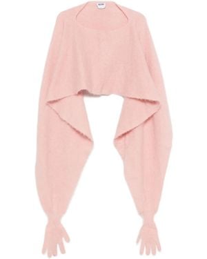 Moschino Veste En Laine D'Alpaga À Détail De Gants - Rose