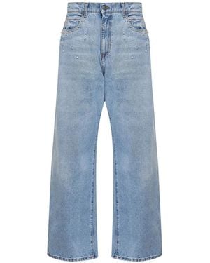 GIUSEPPE DI MORABITO Crystal-Appliqué Jeans - Blue