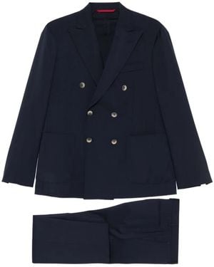 VELA SHOP Double-Breasted Peaked-Lapel Suit - Blue