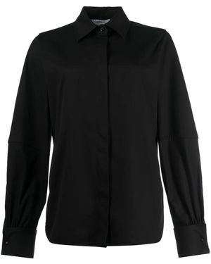 Max Mara Long-Sleeve Stretch-Cotton Shirt - Black