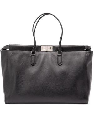 Fendi Grote Peekaboo Shopper Van Leer Met Textuur - Zwart