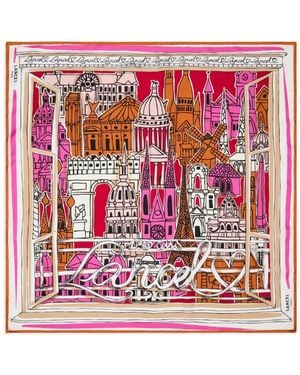 Lancel Paris A La Fenetre Printed Scarf - Red