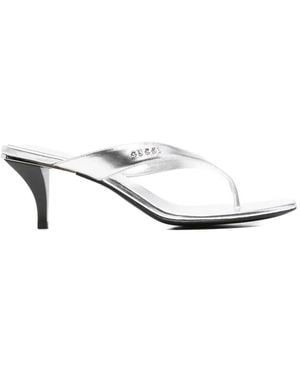 Gucci Logo-Lettering Thong-Strap Sandals - White