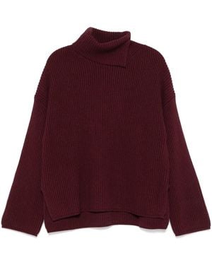 JOSEPH Relaxed Fit Turtleneck Sweater With Ribbed Texture - Purple