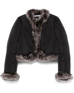 Alexander Wang Faux Fur-Trim Puffer Jacket - Black