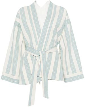 forte_forte Striped Wrap Jacket - White
