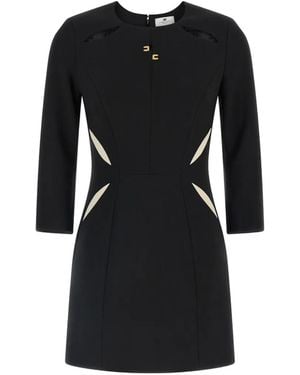 Elisabetta Franchi Sheath Cut-Out Logo Dress - Black