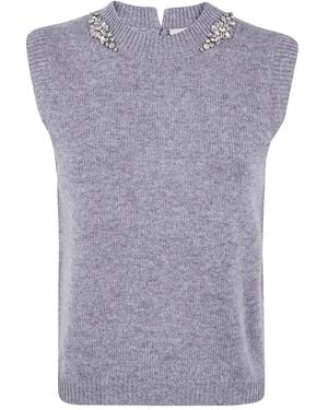 Semicouture Crystal-Embellished Vest - Blue