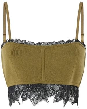 Pinko Knit Top With Contrasting Lace Insert - Green