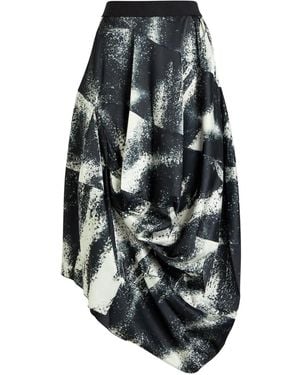 High Abstract-Print Midi Skirt - Gray