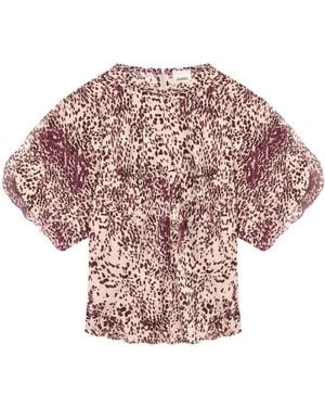 Isabel Marant Abstract Print Top With Puffed Sleeves - Pink