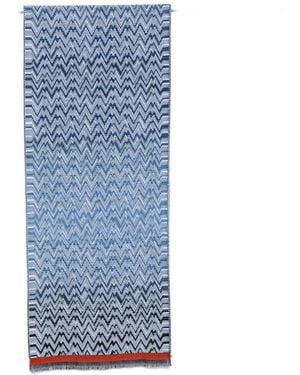 Missoni Zigzag-Knit Wool Scarf - Blue