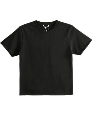 AURALEE Raw-Edge Short-Sleeve T-Shirt - Black