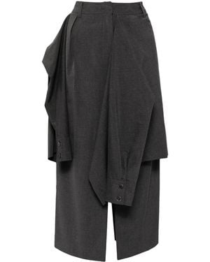 Goen.J Layered Shirt-Detail Midi Skirt - Gray
