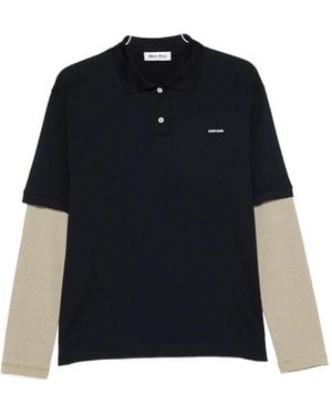 Miu Miu Layered-Sleeve Striped Polo Shirt - Blue