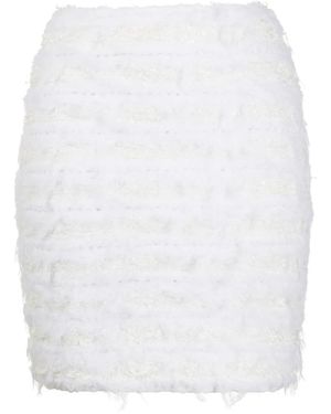 Balmain Fitted Tweed Skirt - White
