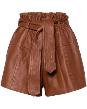 Zimmermann Belted Leather Shorts - Brown