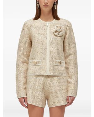 Blugirl Blumarine Floral-Appliqué Bouclé Jacket - Natural