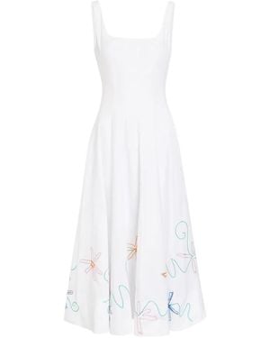 STAUD Midikleid Mit Stickerei - Weiß