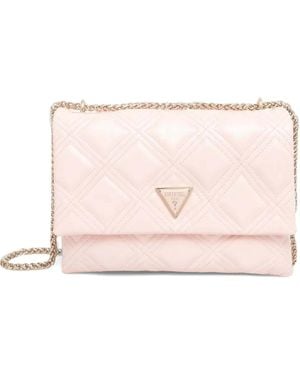 Guess Schultertasche Mit Logo-Schild - Pink