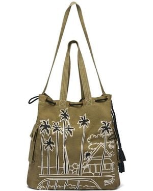 BAZISZT Palmor Palm-Tree Graphic-Print Tote Bag - Natural