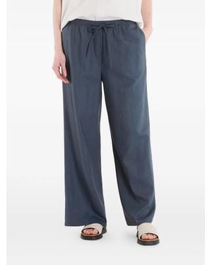 Calvin Klein Drawstring Wide-Leg Linen Pants - Blue