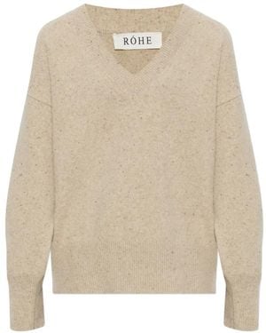 Rohe Pullover Mit V-Ausschnitt - Natur