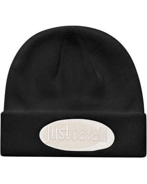 Just Cavalli Logo-Embroidered Beanie - Black