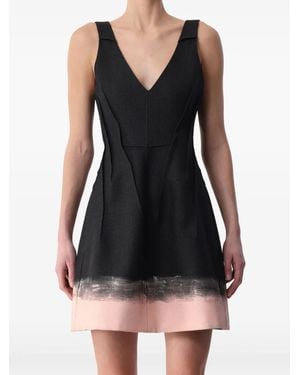 Jason Wu Plaid-Pattern V-Neck Mini Dress - Black