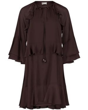 Vera Mont Ruffled Tiered Mini Dress - Brown