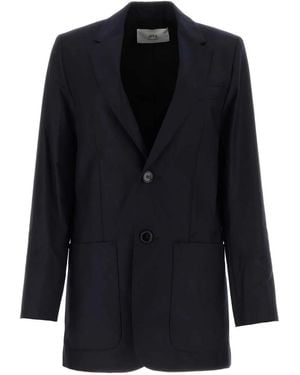 Ami Paris Single-breasted Wool Blazer - Black