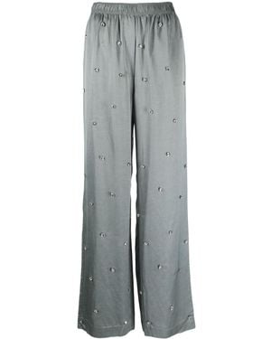 Sandro Rhinestone-Embellished Straight Pants - Grey