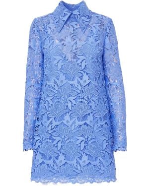 Carolina Herrera フローラルレース ミニドレス - ブルー