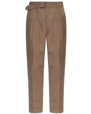 Officine Generale Hugo Belted Pleated Trousers - Brown