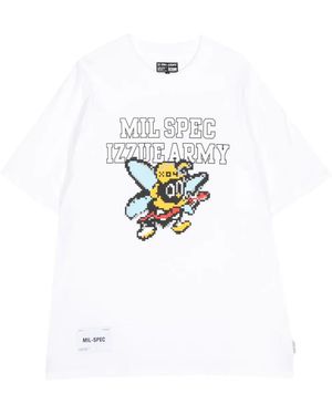 Izzue Pixelated-Print Cotton T-Shirt - White