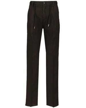 Al Duca d'Aosta Drawstring Pleated Trousers - Black