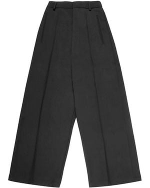 MM6 by Maison Margiela Pressed-Crease Wide-Leg Trousers - Grey