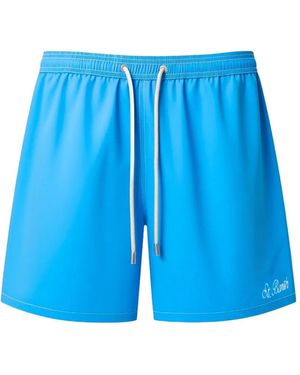 MC2 Saint Barth Bañador Patmos Con Bolsillo Con Solapa Y Costuras En Contraste - Azul