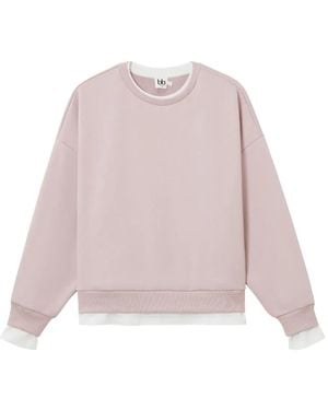 B+ AB Sweat Superposé À Col Ras Du Cou - Rose