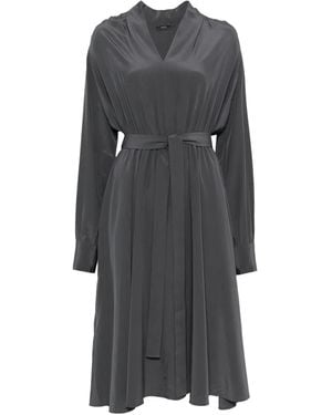 JOSEPH Belted Silk Dress - Grey