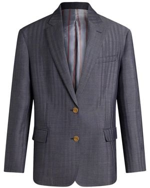 Etro Giacca Oversize Con Logo - Blu