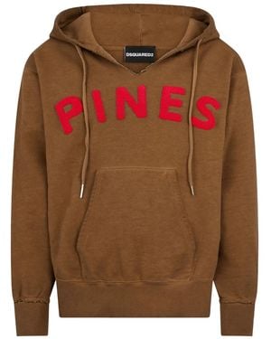 DSquared² Appliqué Hooded Hoodie - Brown