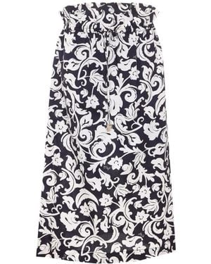 Liu Jo Elasticated Printed Midi Skirt - White