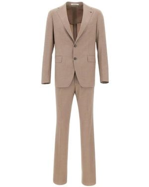 Tagliatore Contrast-Button Lapel-Pin Suit - Natural