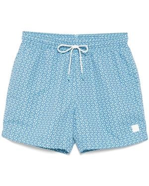 BOSS Zwembroek Met Trekkoord En All-Over Print - Blauw