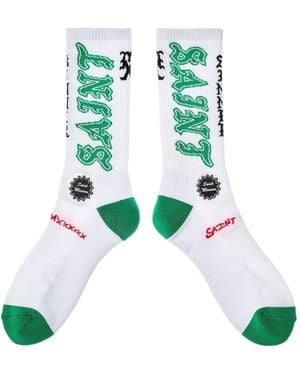 SAINT Mxxxxxx Logo-Lettering Socks - Green