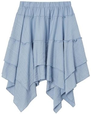 B+ AB Jupe Courte Asymétrique À Volants Superposés - Bleu