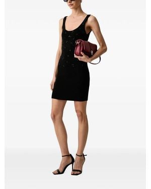 ARMANI EXCHANGE Robe Nervurée Ornée De Perles À Design Asymétrique - Black