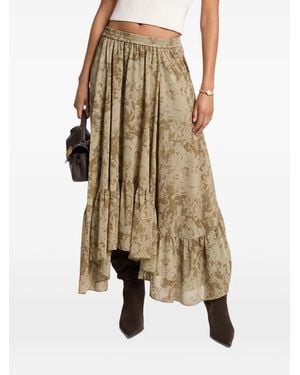 Michael Kors Floral-Print Ruffled Skirt - Natural