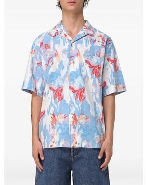 McQueen Hawaiian Floral-Print Cotton Shirt - Blue